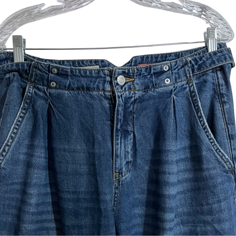 Anthropologie Pilcro The Pleated Baggy High Rise Jeans Wide Leg 29 Dark Wash - Picture 11 of 14